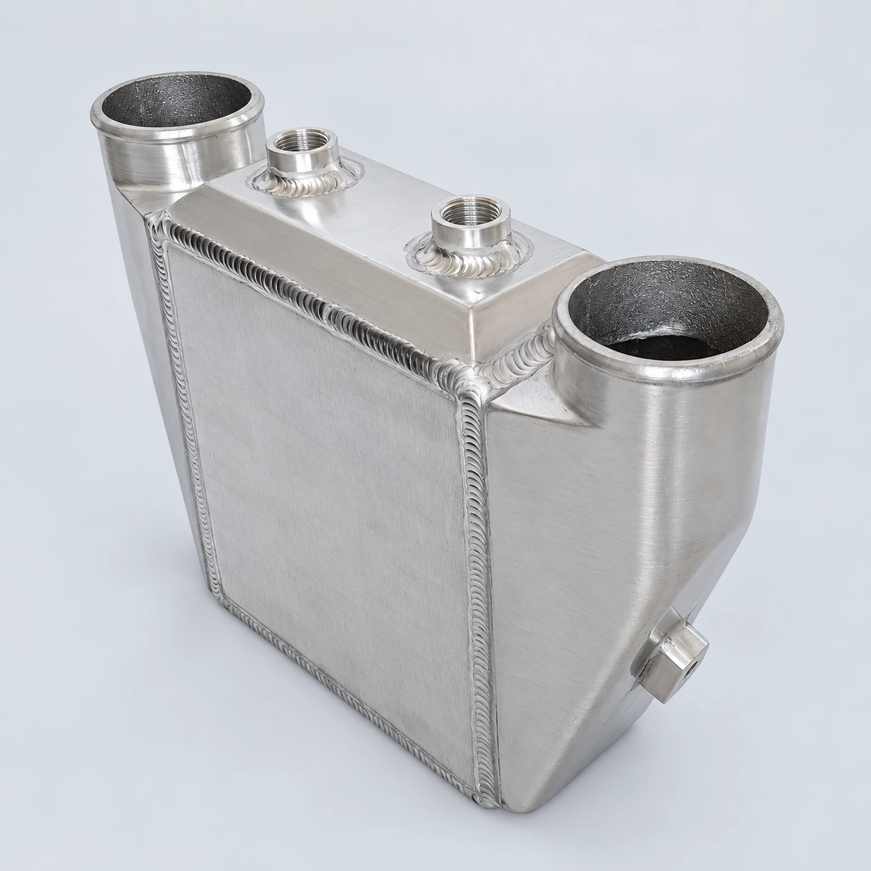 angled view · Air connections and mounting details