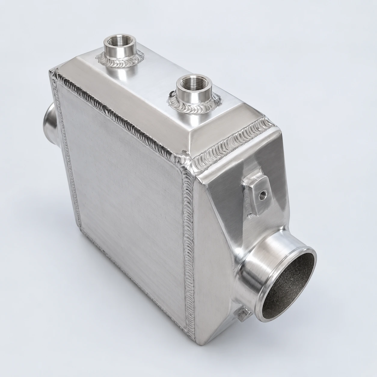 angled view · Air connections and mounting details