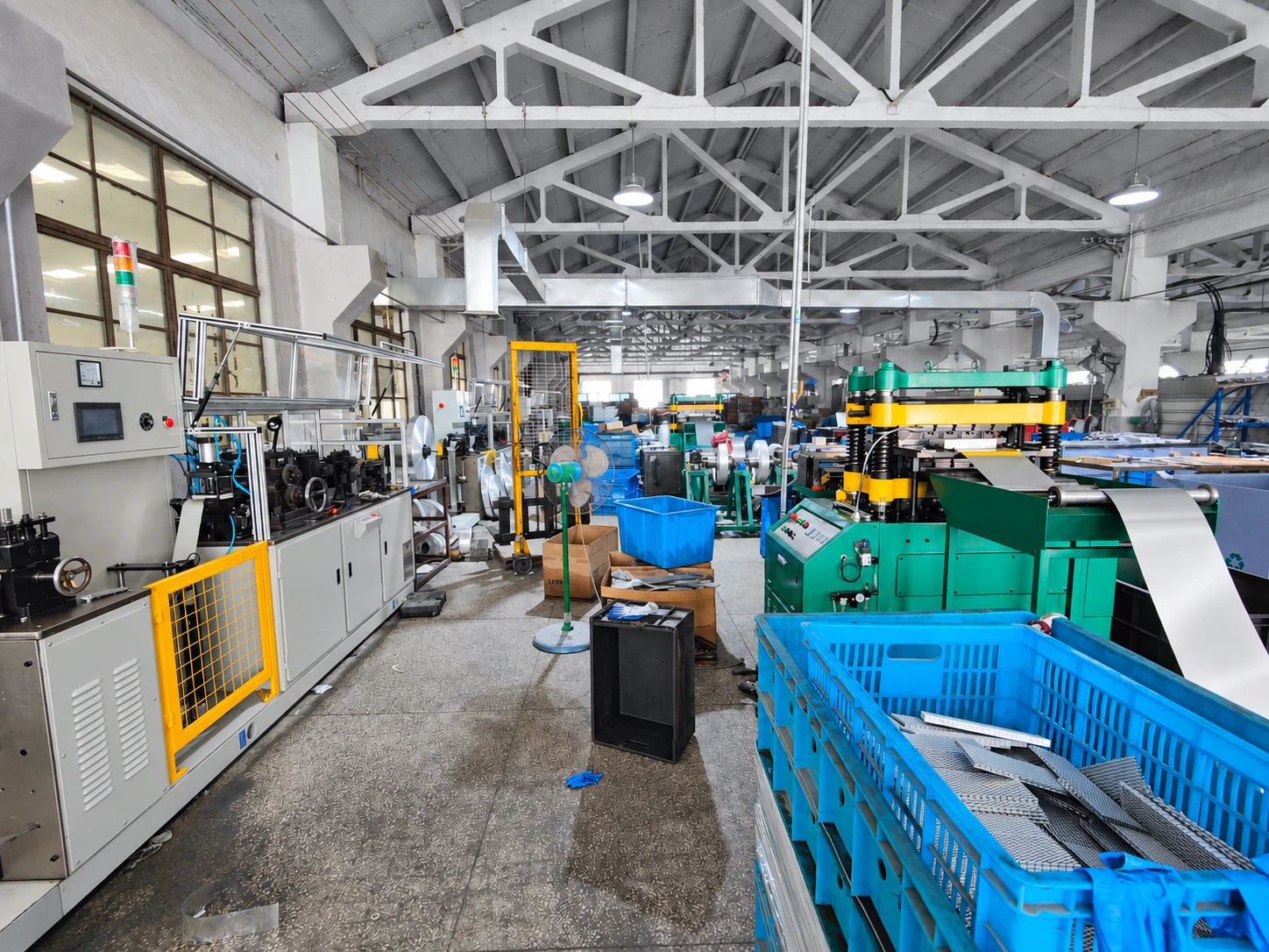 Equipment and materials within the production space.