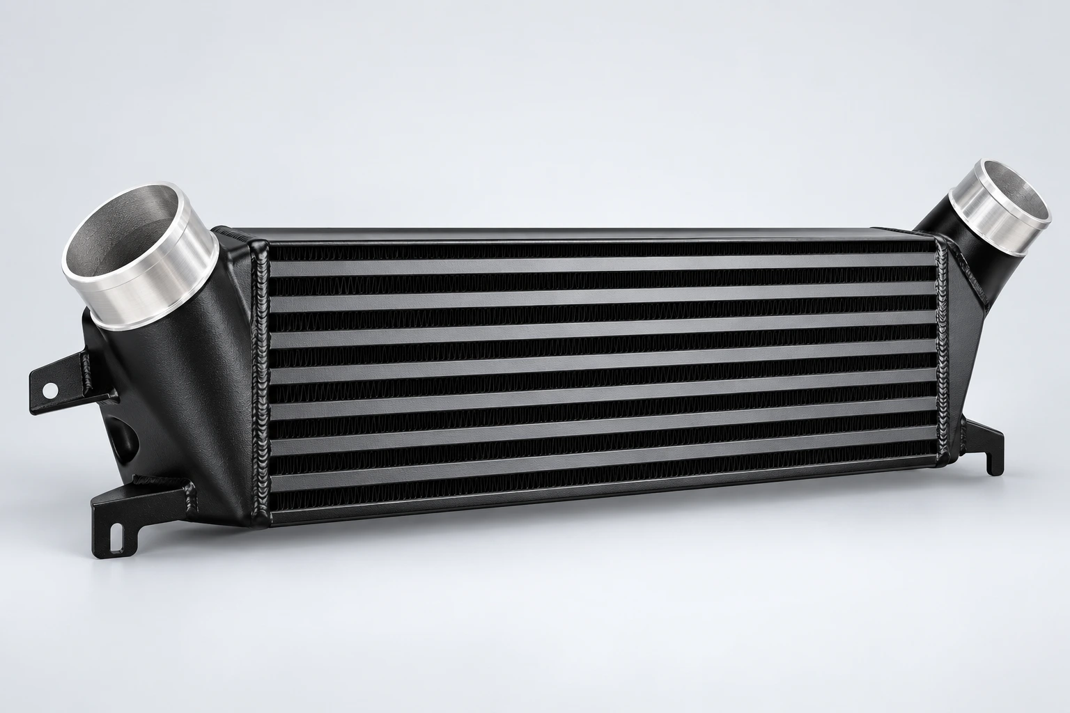 Ford Mustang EcoBoost 2015+ Intercooler: Angled view · Core and mounting brackets