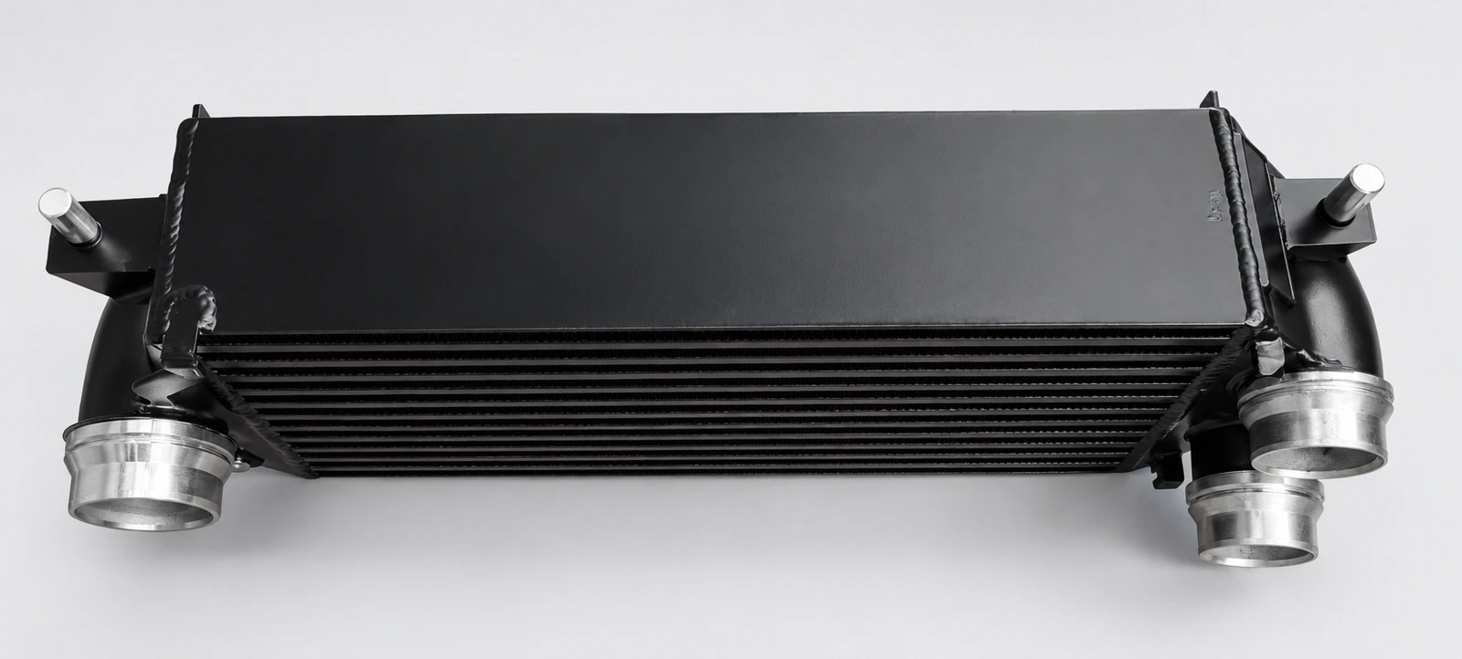 connection-side view · Three machined air connections