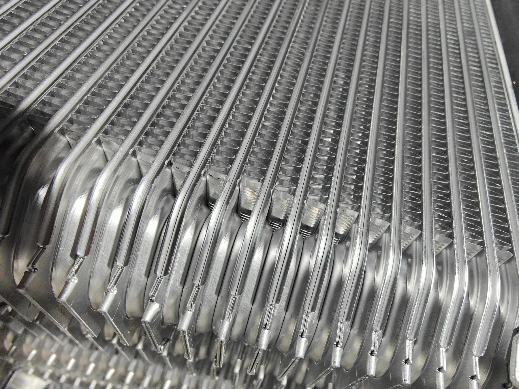 Oil cooler external air passages before brazing, assembly view