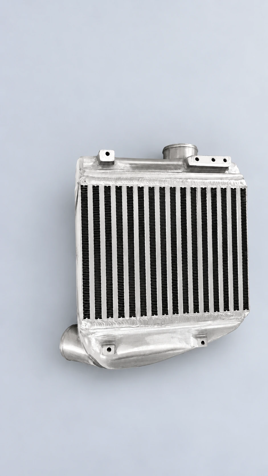 Finished intercooler — core face and mounting holes